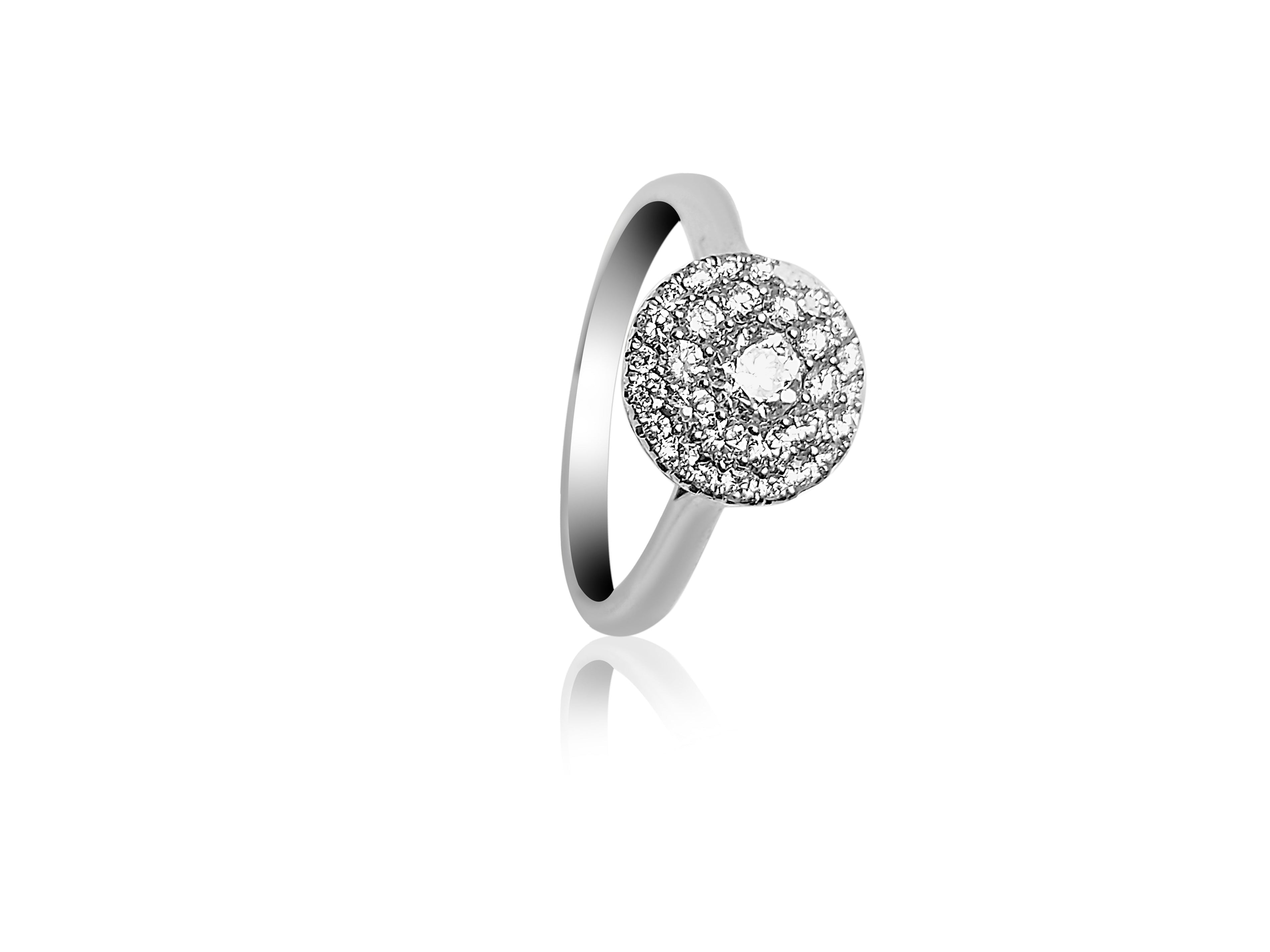Bague de fiançailles auréole avec un total de 0,65 carat de diamants ronds