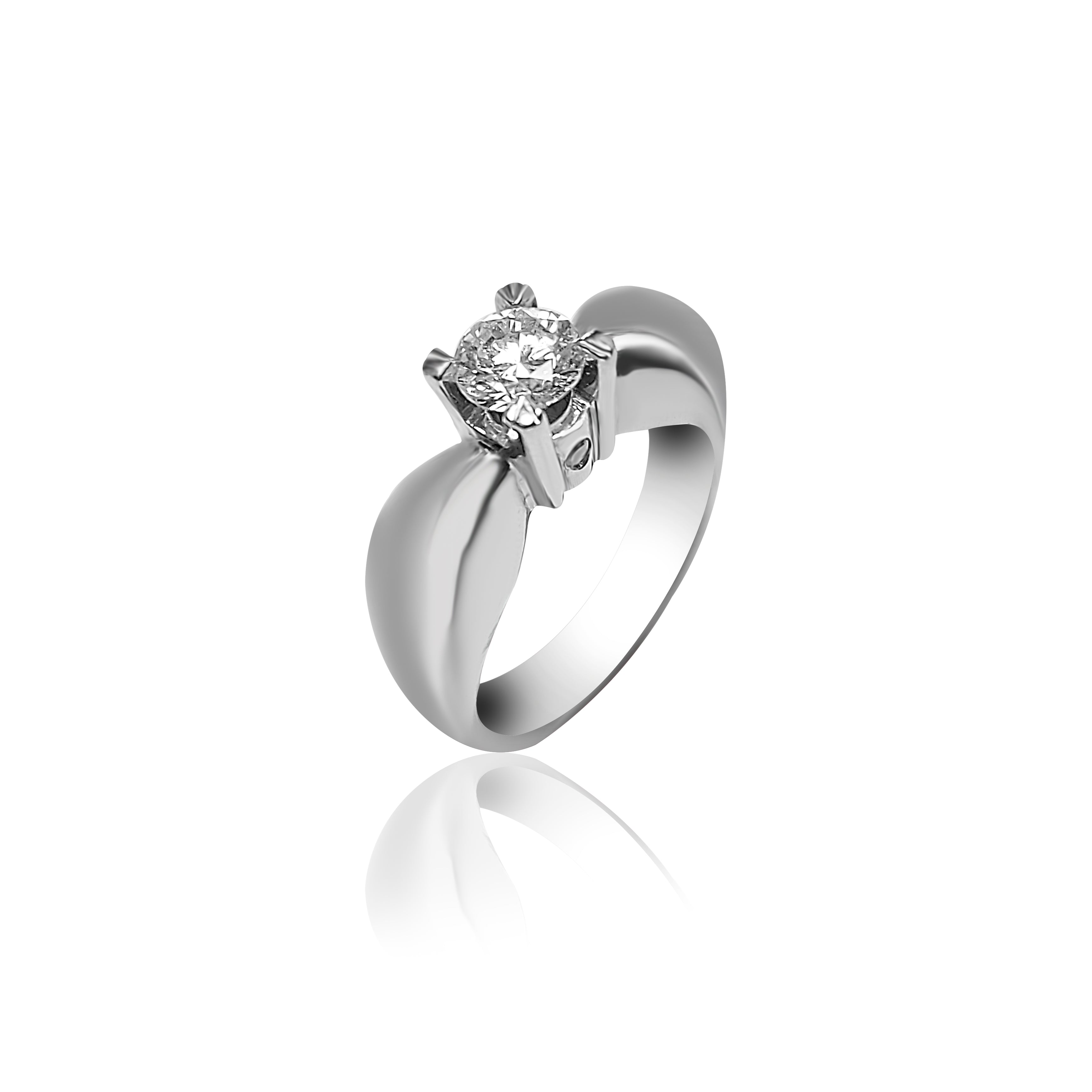 Bague de Fiançailles en Platine avec Diamant Rond de 0,70ct