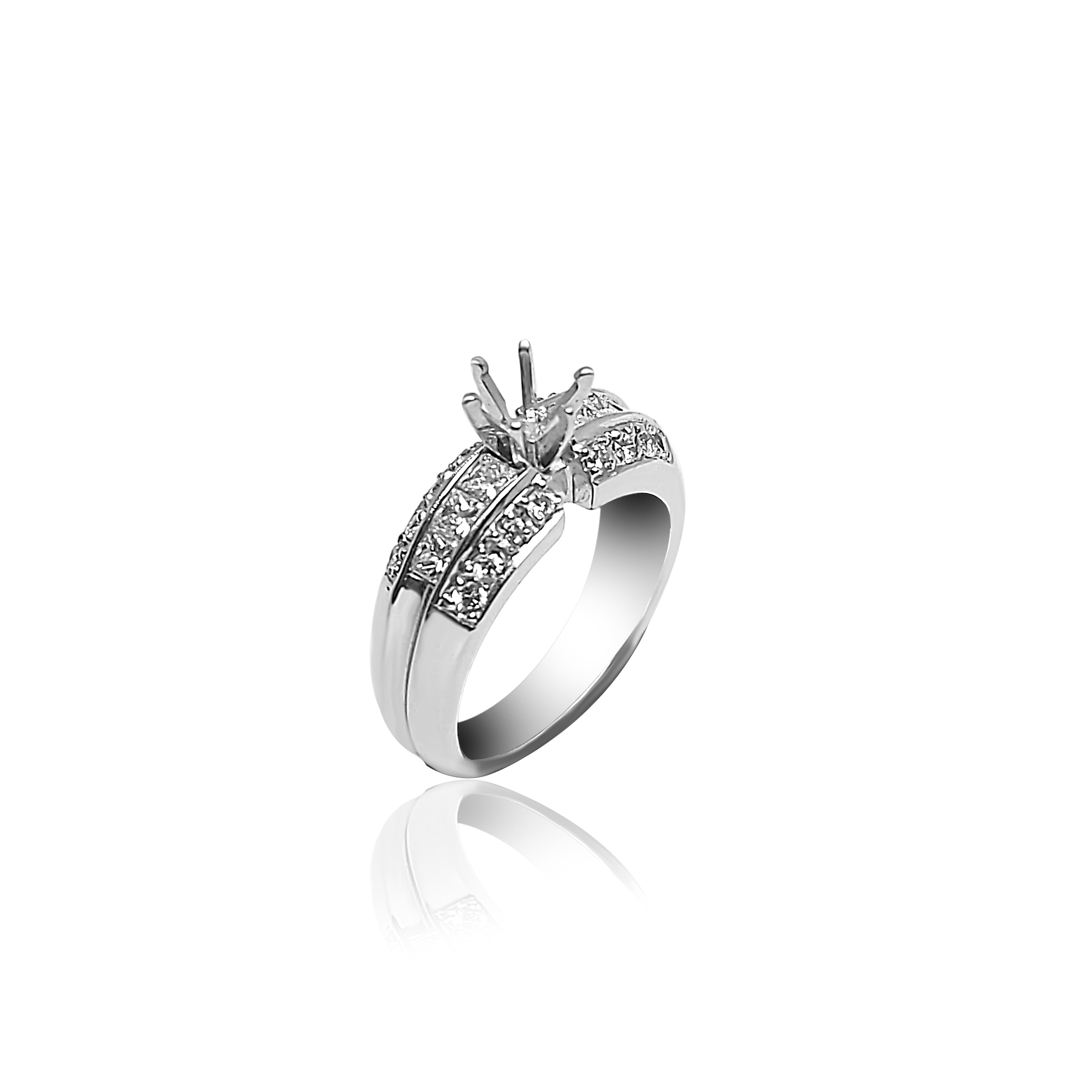 Engagement Ring with customizable stone and 0.80ct Round cut Diamonds