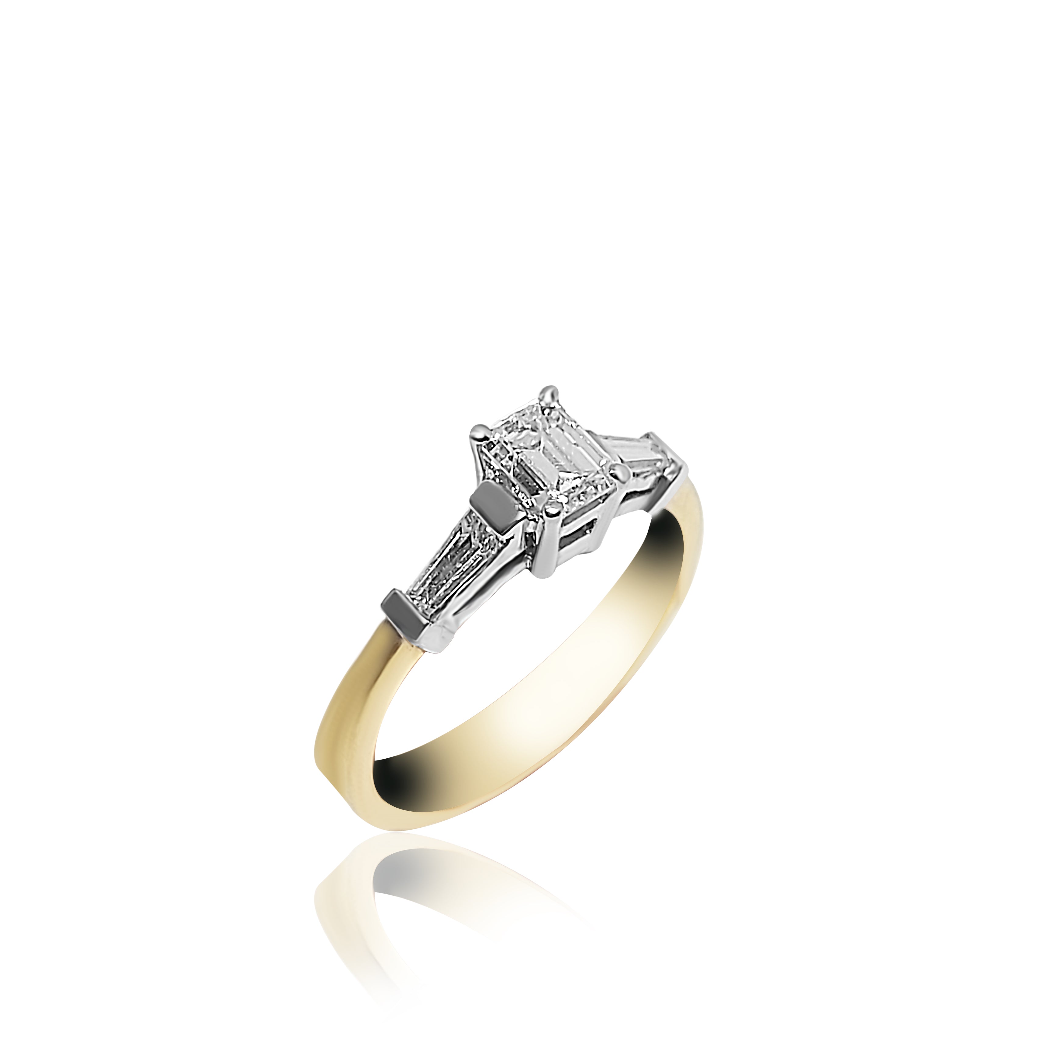 Bague de fiançailles avec diamants taille baguette de 0,70 ct