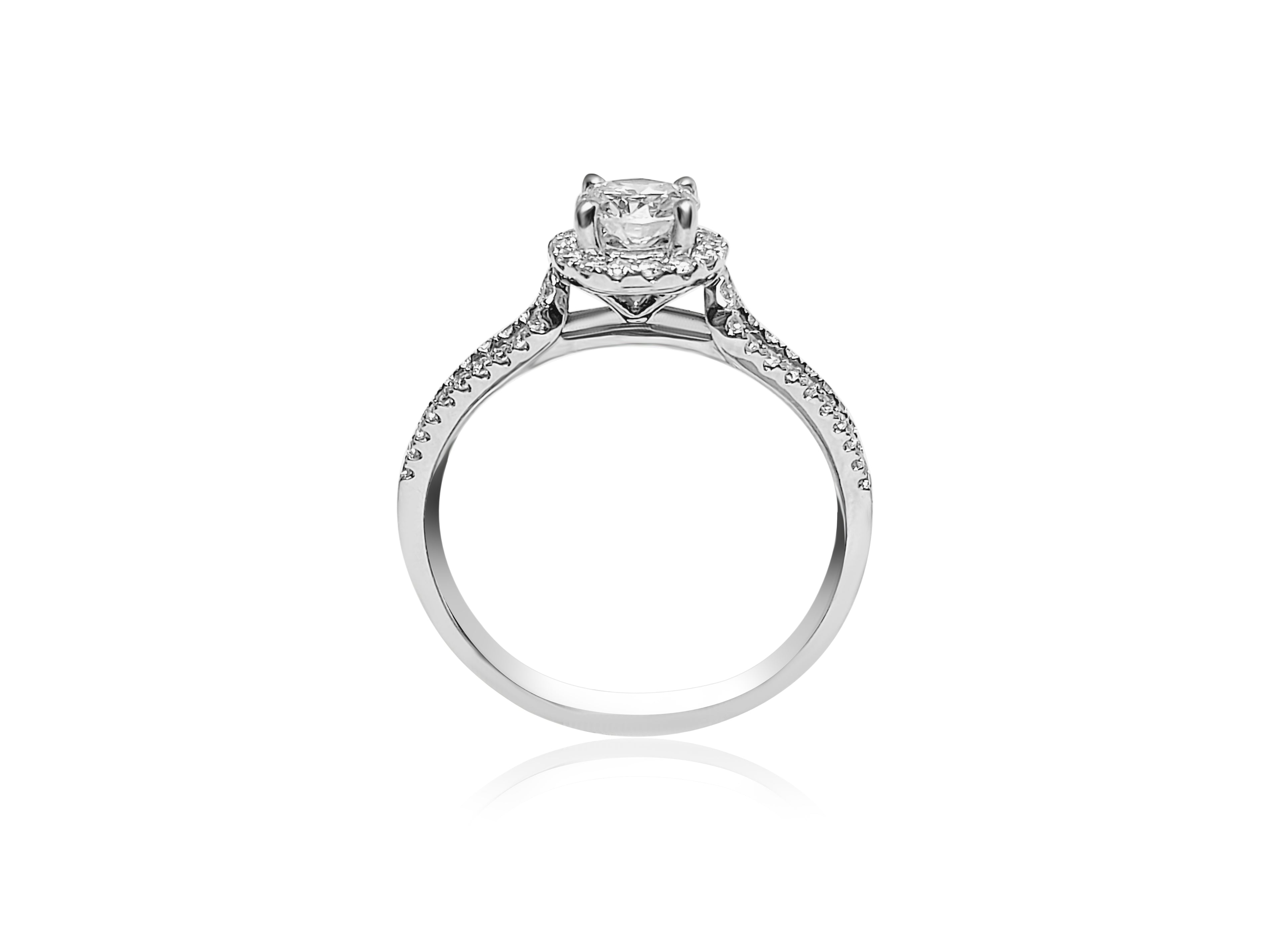 Split Shank Halo Engagement Ring with 0.80ct Round cut Diamonds