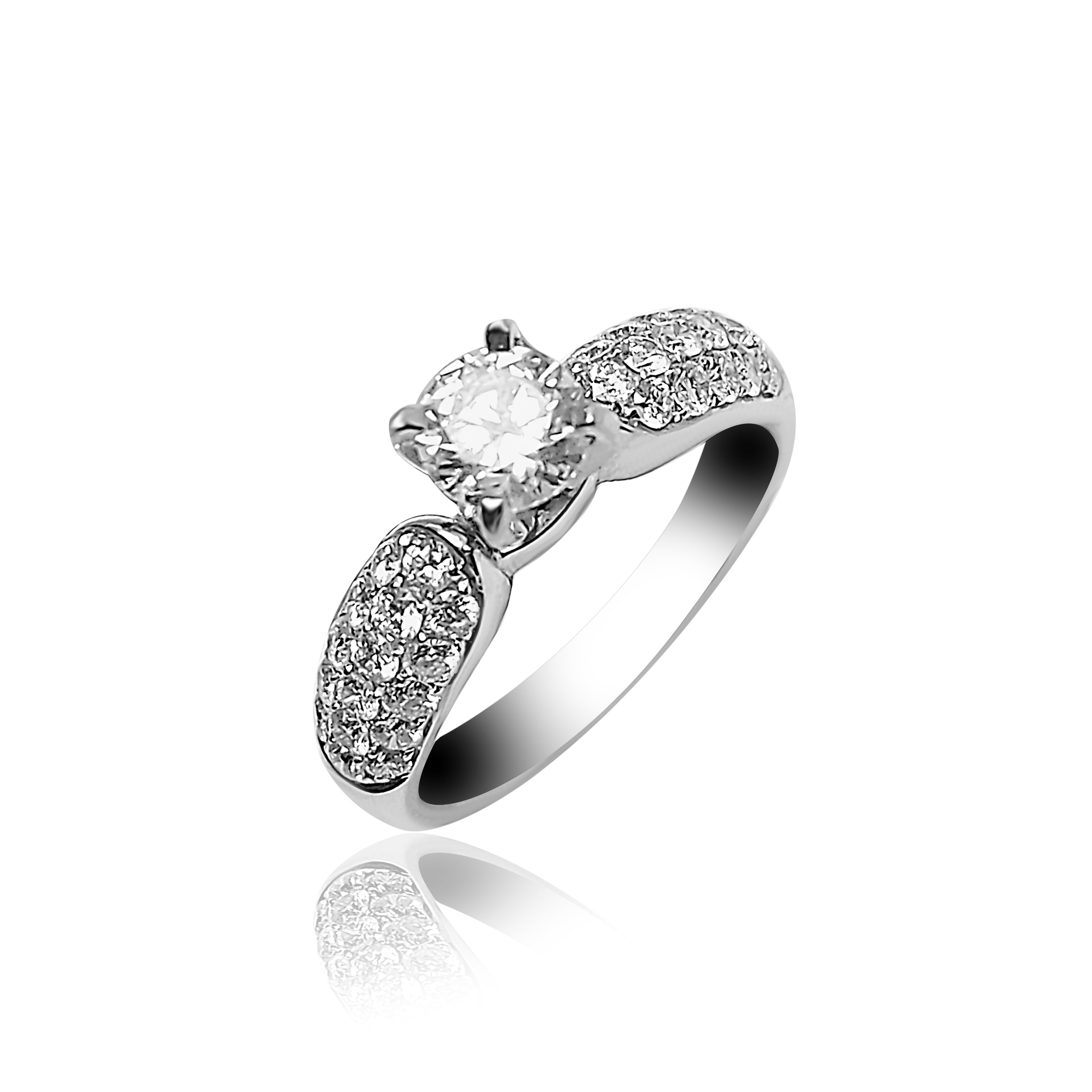 Bague de fiançailles pavée avec diamants ronds de 1,10 carat