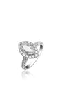 Titled 18k white gold engagement ring with a marquise-cut diamond