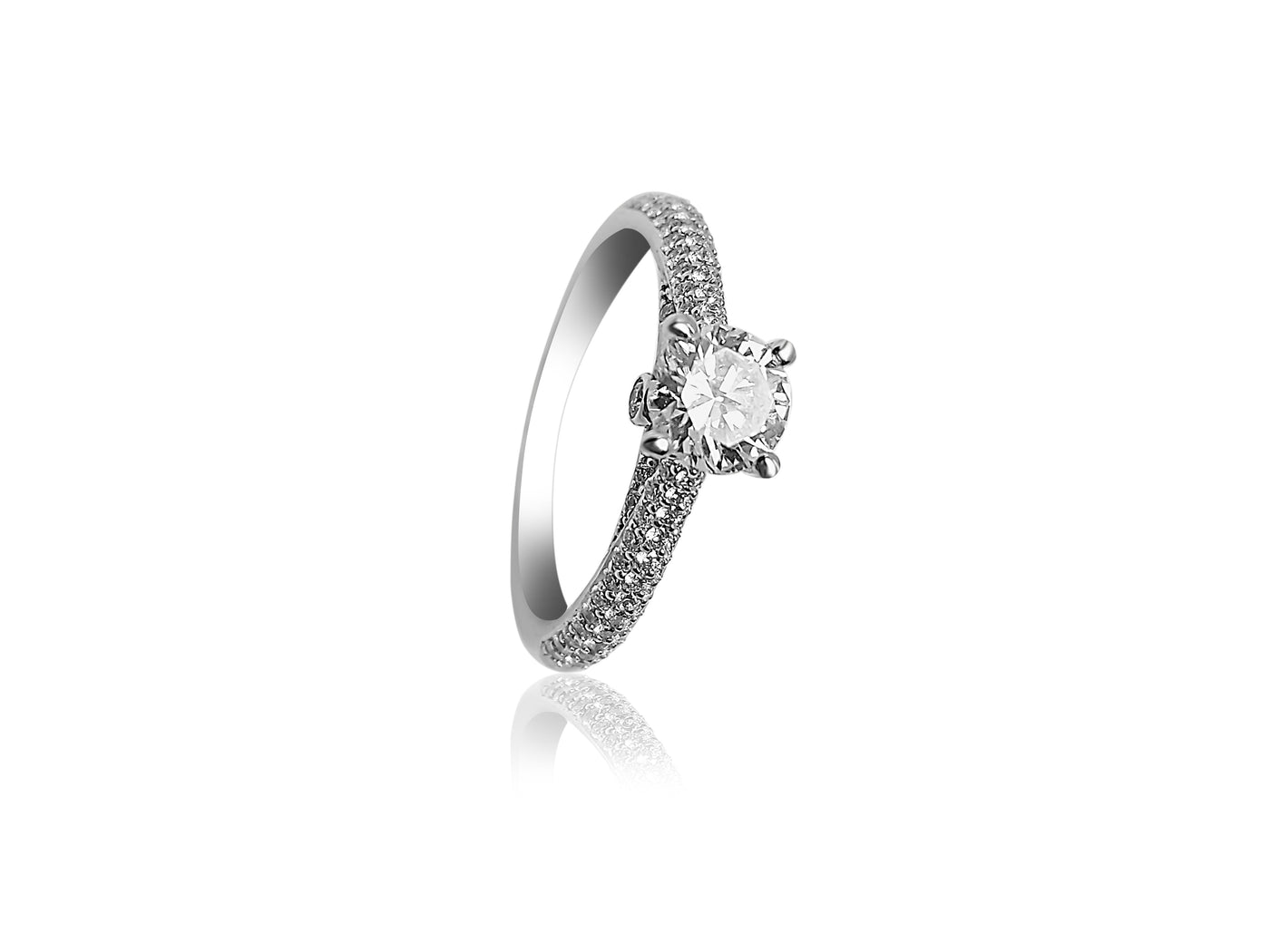 Pavé Engagement Ring with 1.87ct Round cut Diamonds