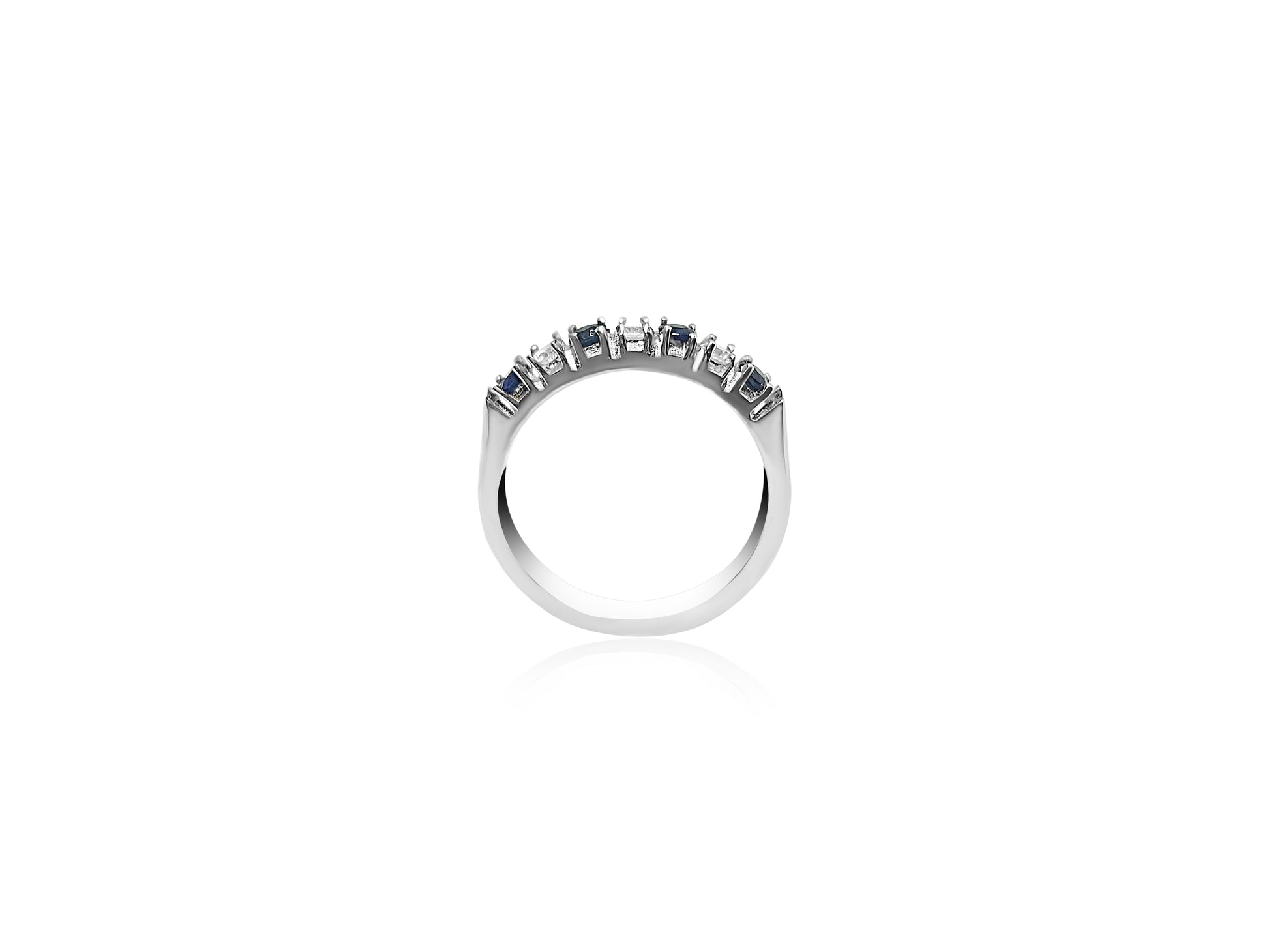 Wedding Ring with Diamonds and Sapphires