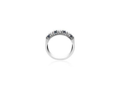 Wedding Ring with Diamonds and Sapphires