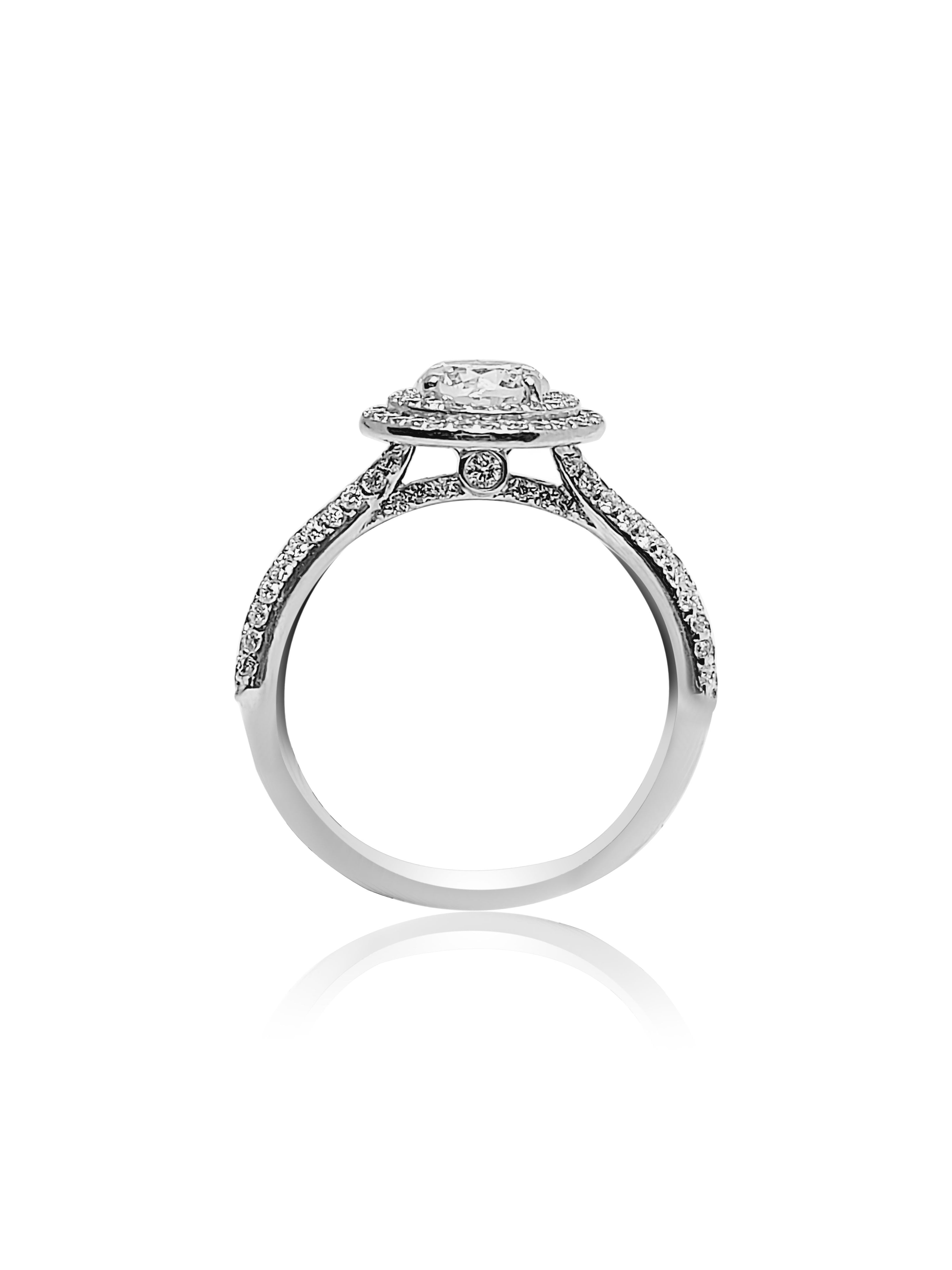 Halo Engagement Ring with 0.80ct Round cut center Diamond