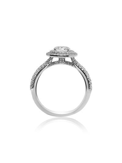 Halo Engagement Ring with 0.80ct Round cut center Diamond