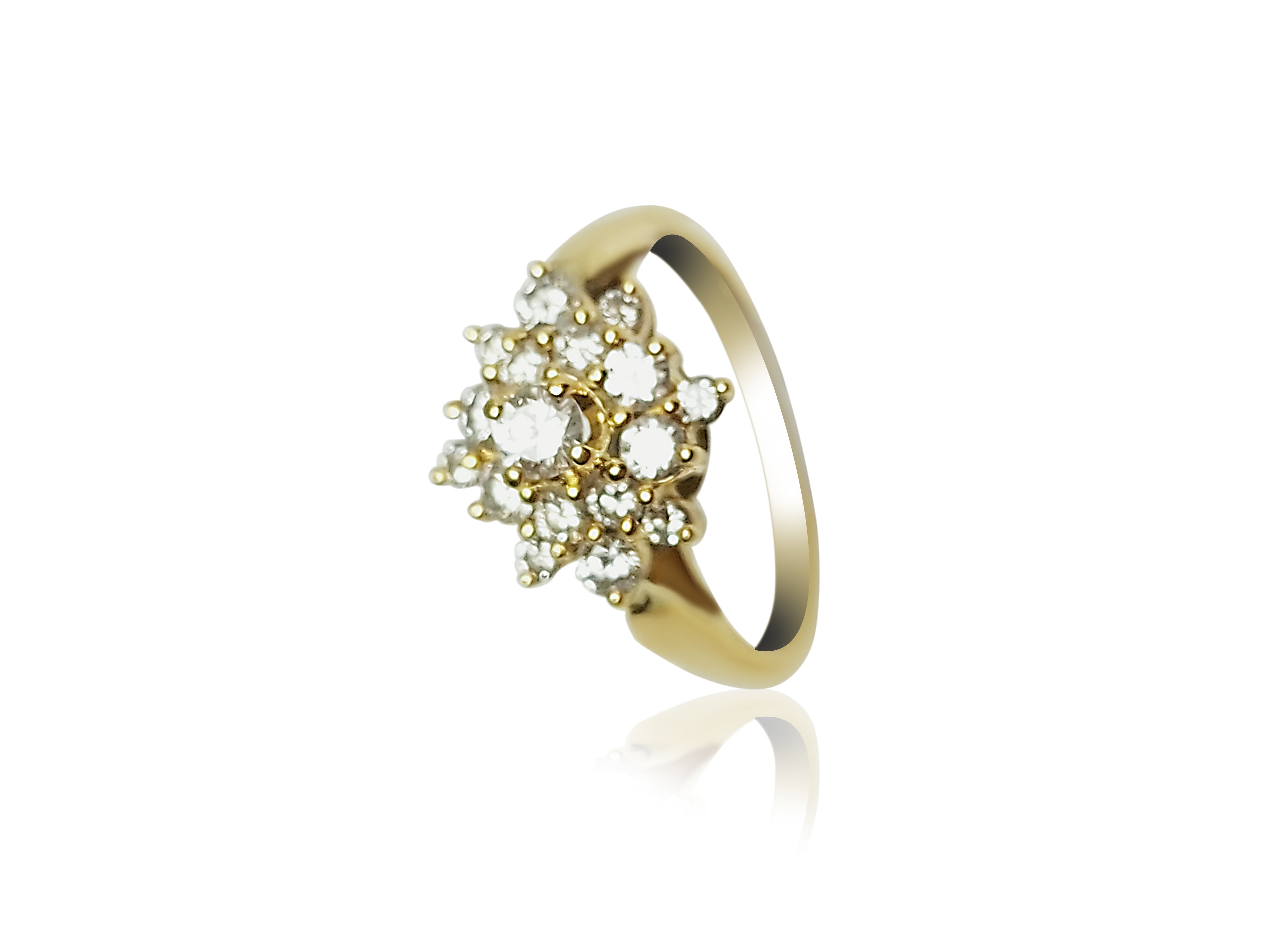 Fancy Flower Ring with 0.35ct Round cut Diamonds