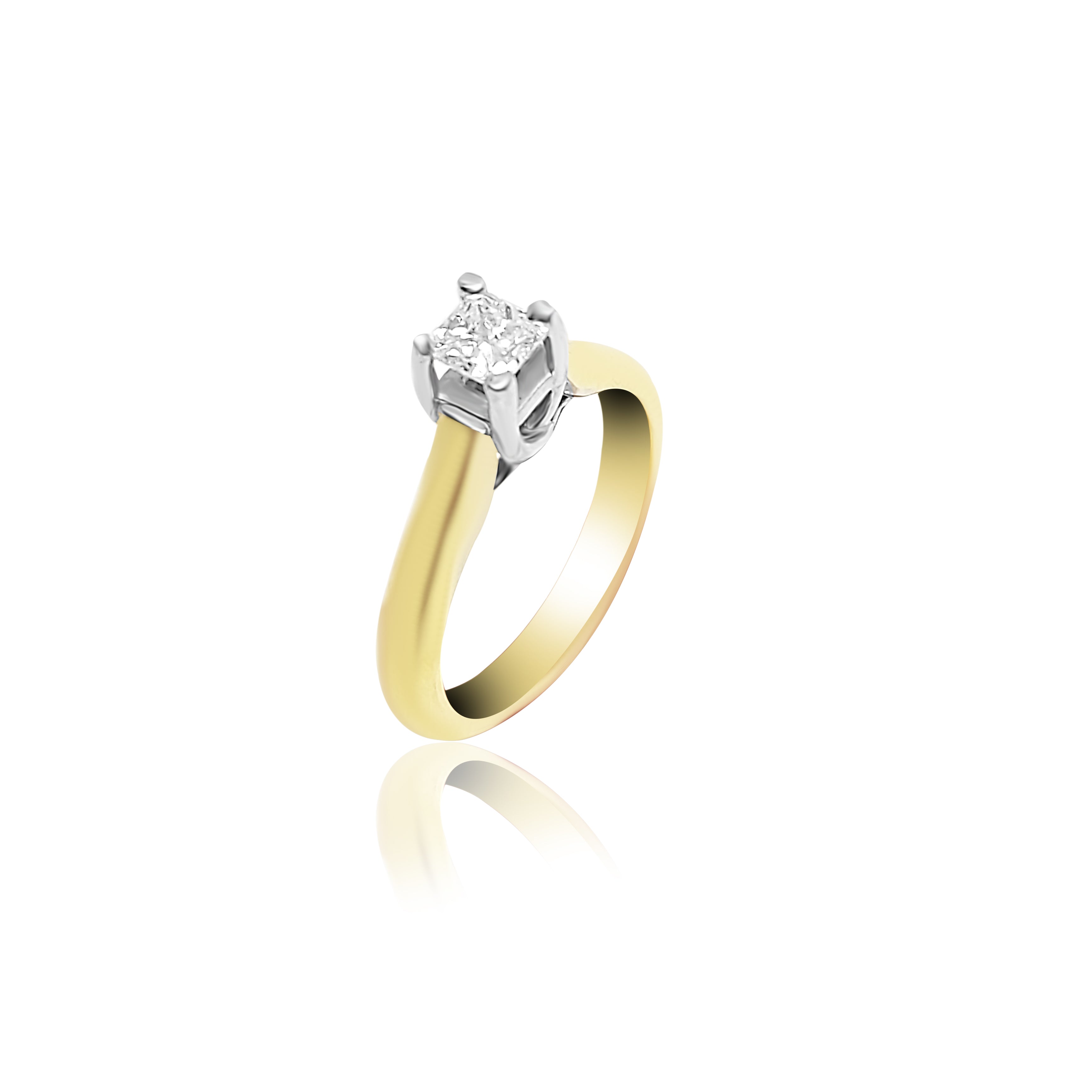 18k Gold Solitaire Engagement Ring, 0.47ct Round cut diamond