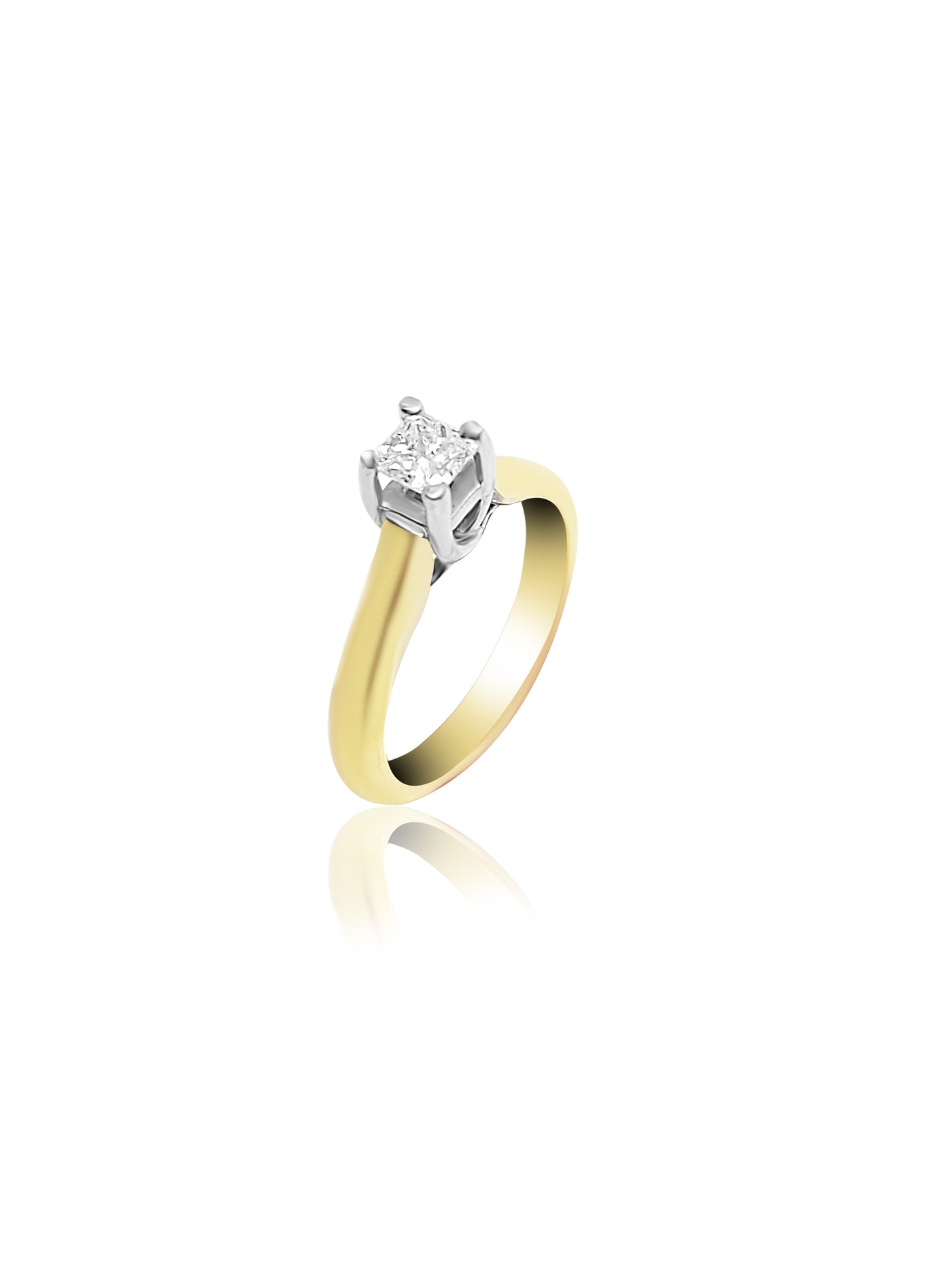 18k Gold Solitaire Engagement Ring, 0.47ct Round cut diamond