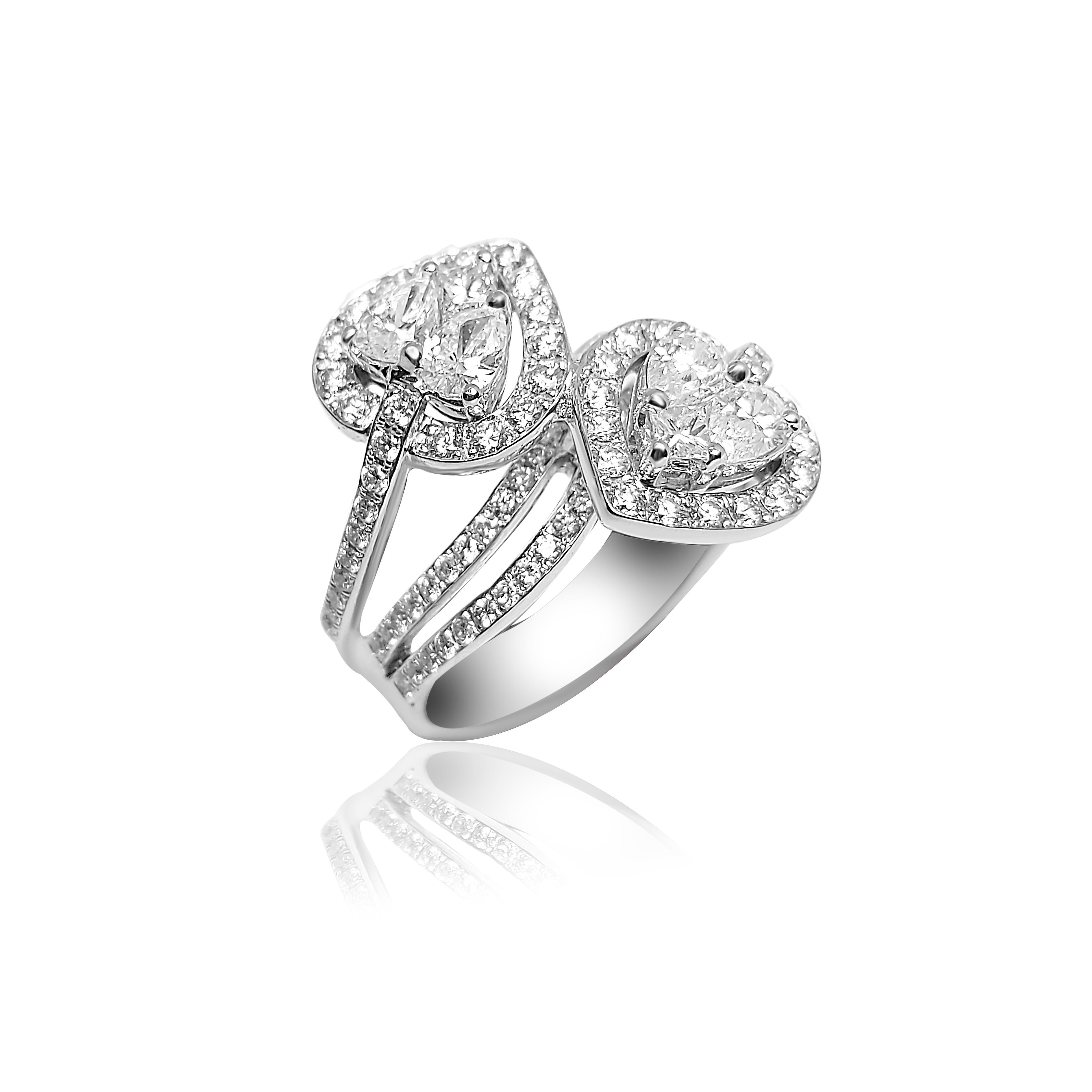 18k White Gold Heart-Shaped Engagement Ring/Fashion Ring