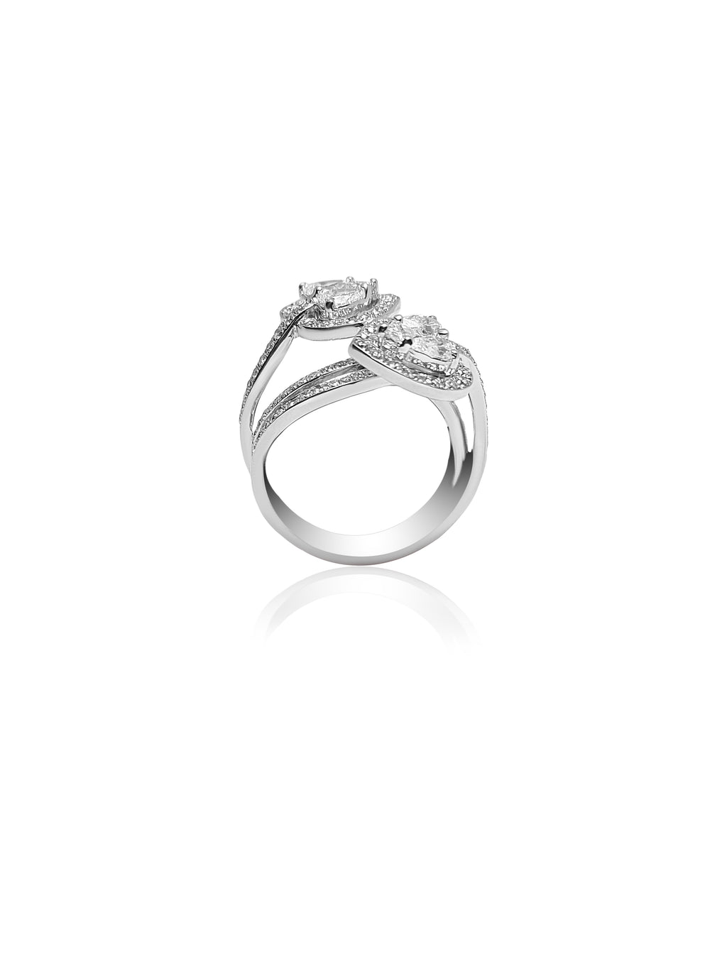 18k White Gold Heart-Shaped Engagement Ring/Fashion Ring