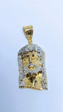 Jesus head 2 tone with diamond cut gold pendant