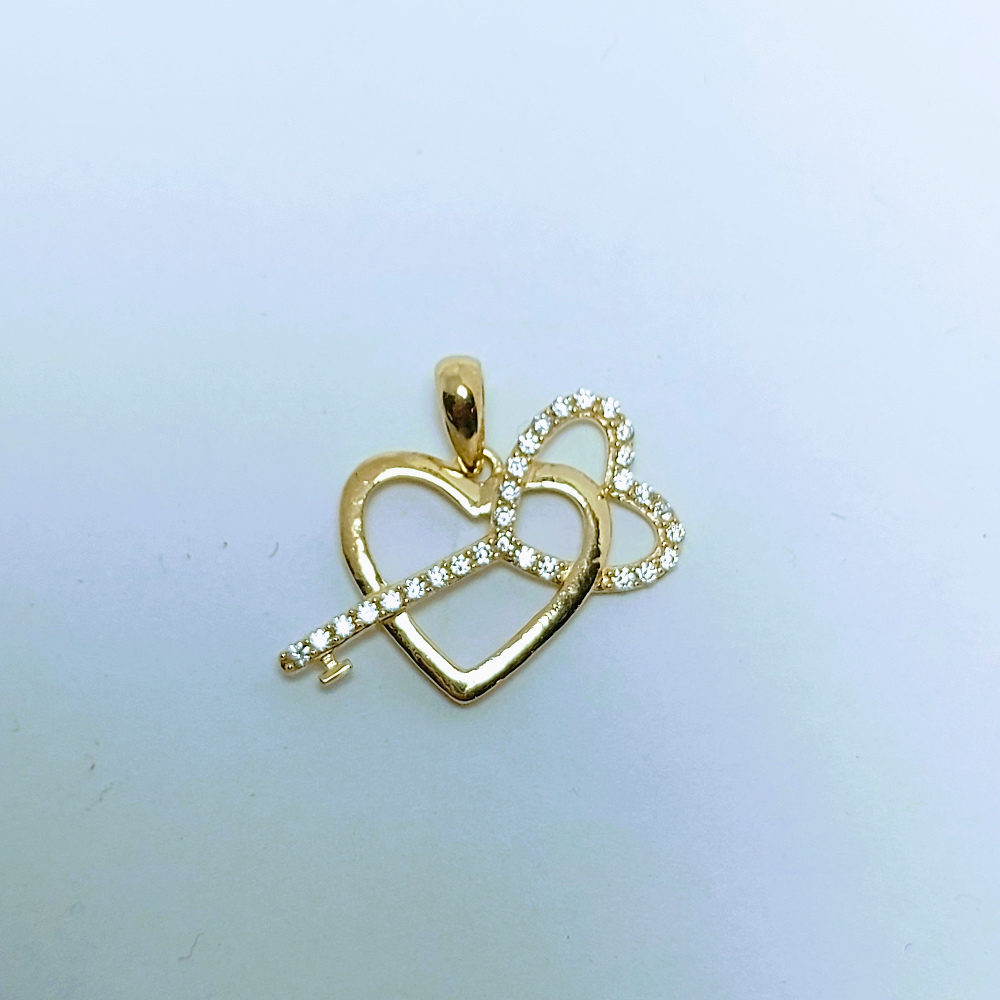 Pendentif cœur et clé en or