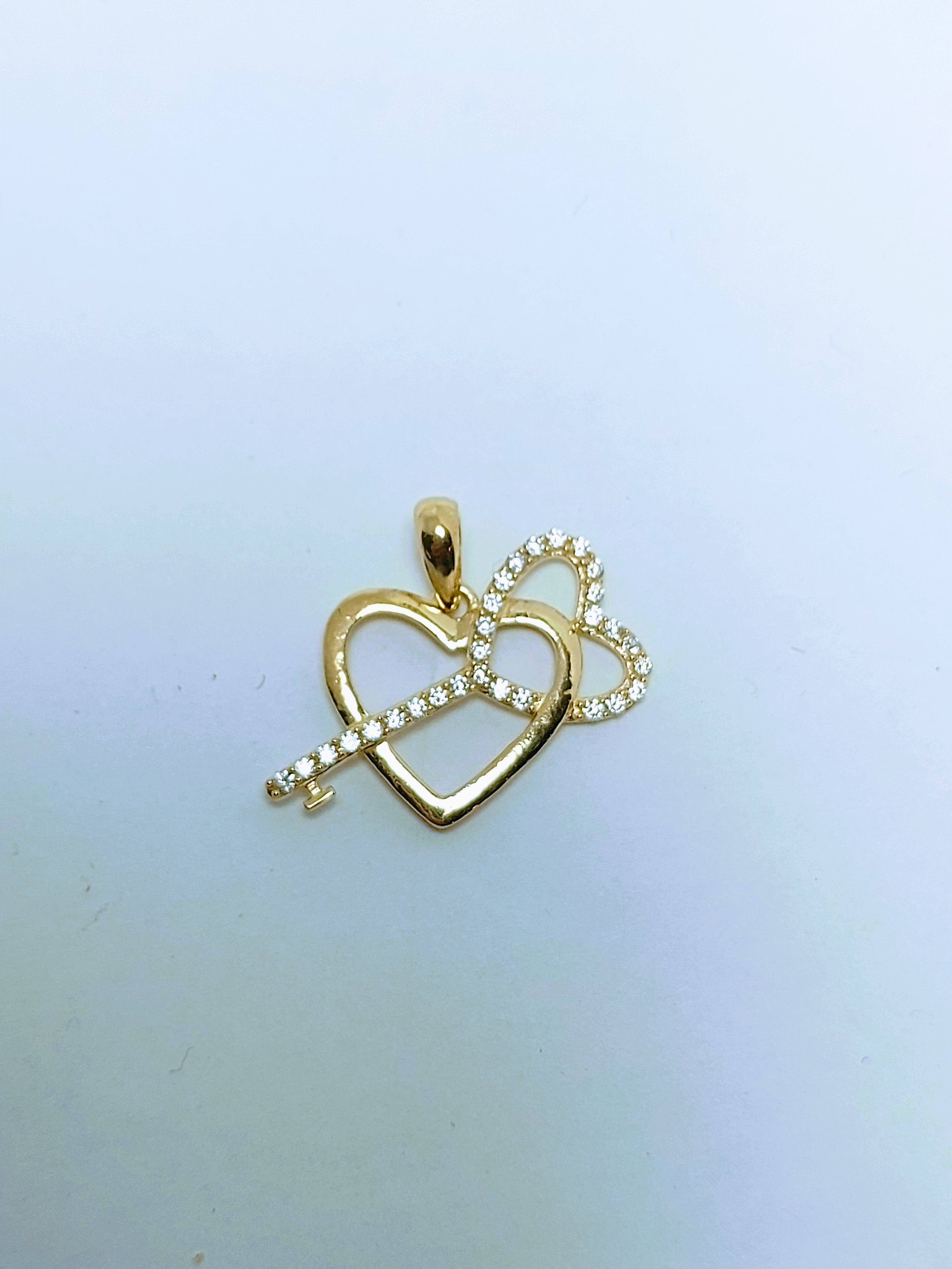 Pendentif cœur et clé en or