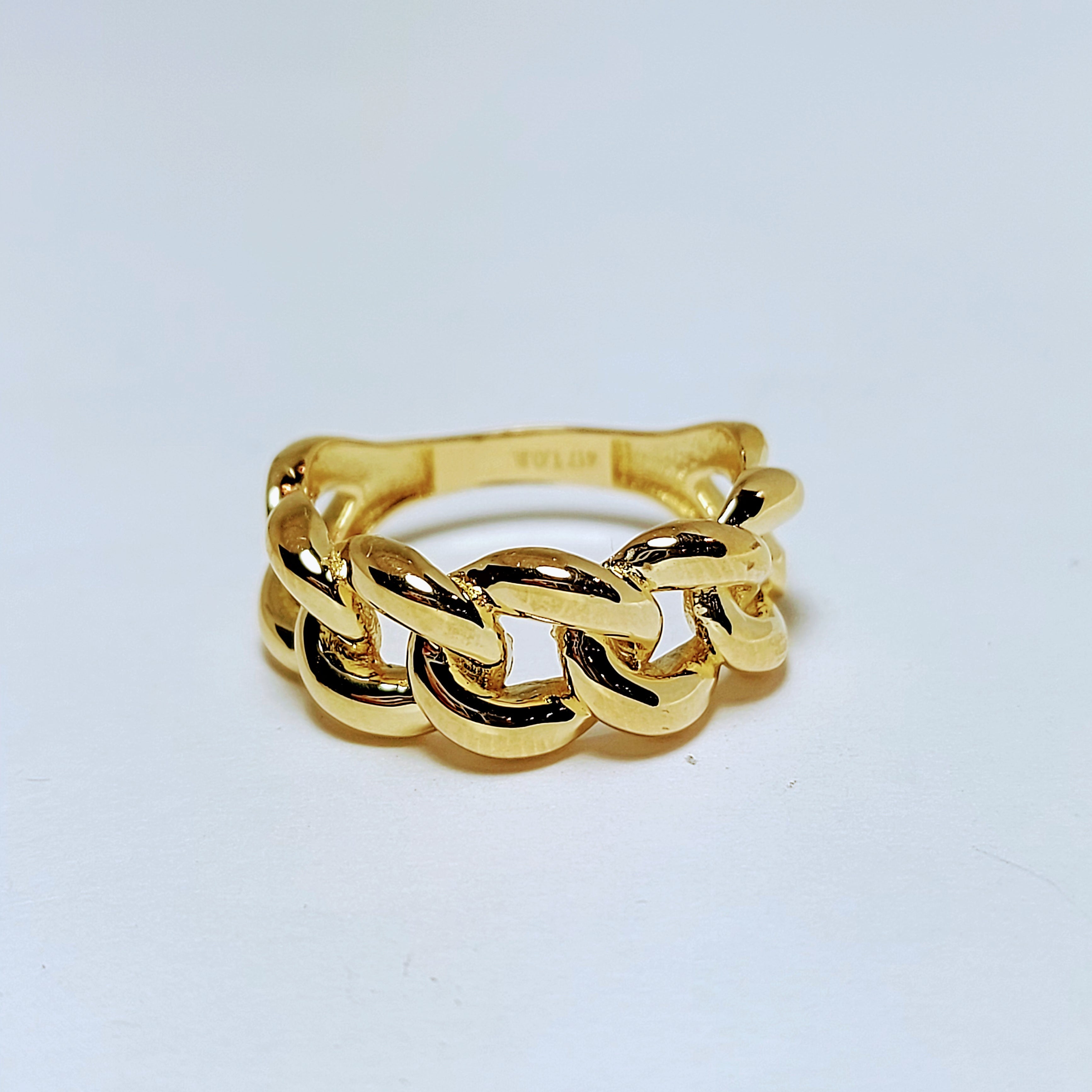 Bague chaîne cubaine en or