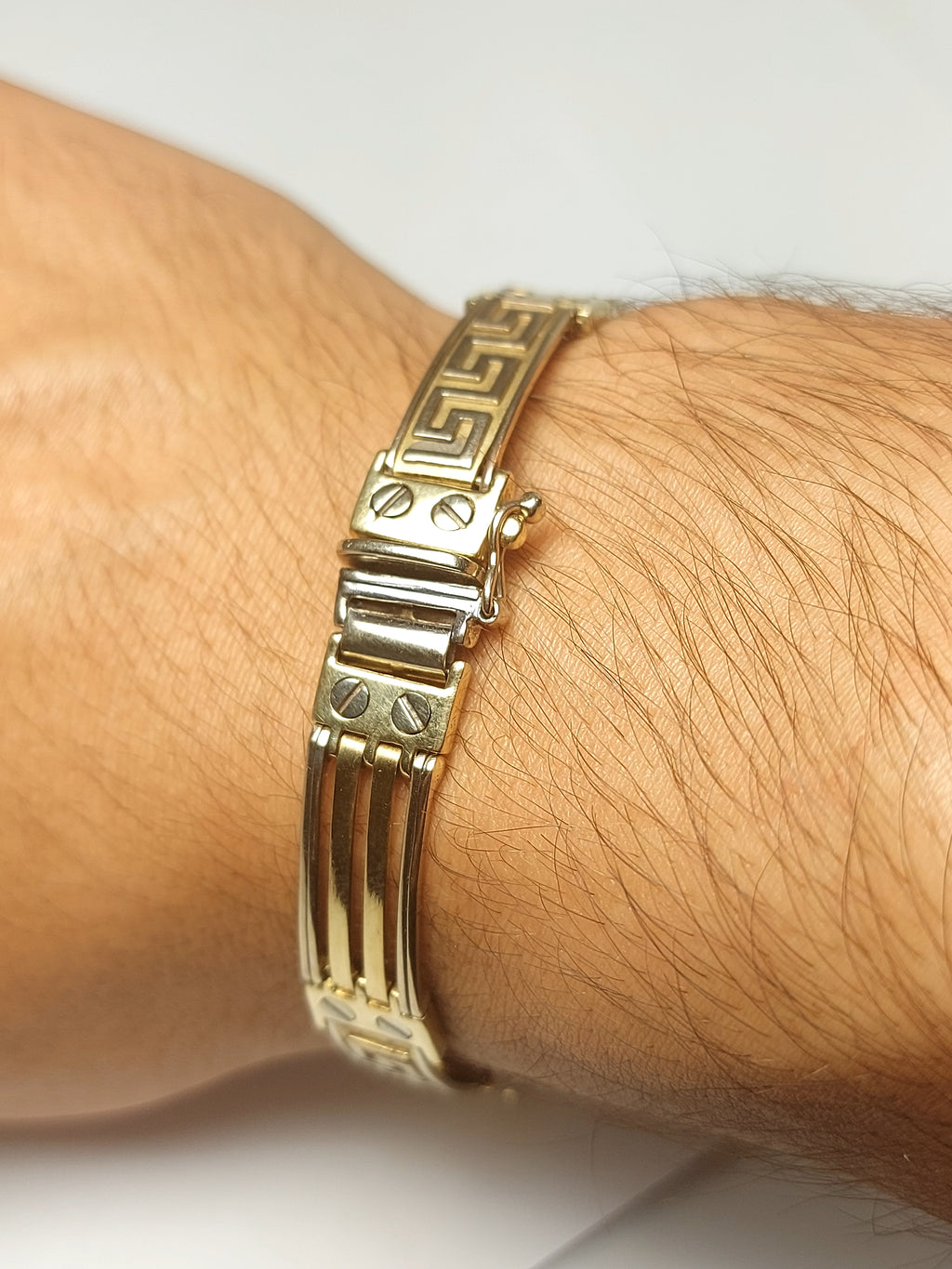 10k Gold Men's solid Handmade Meander bracelet