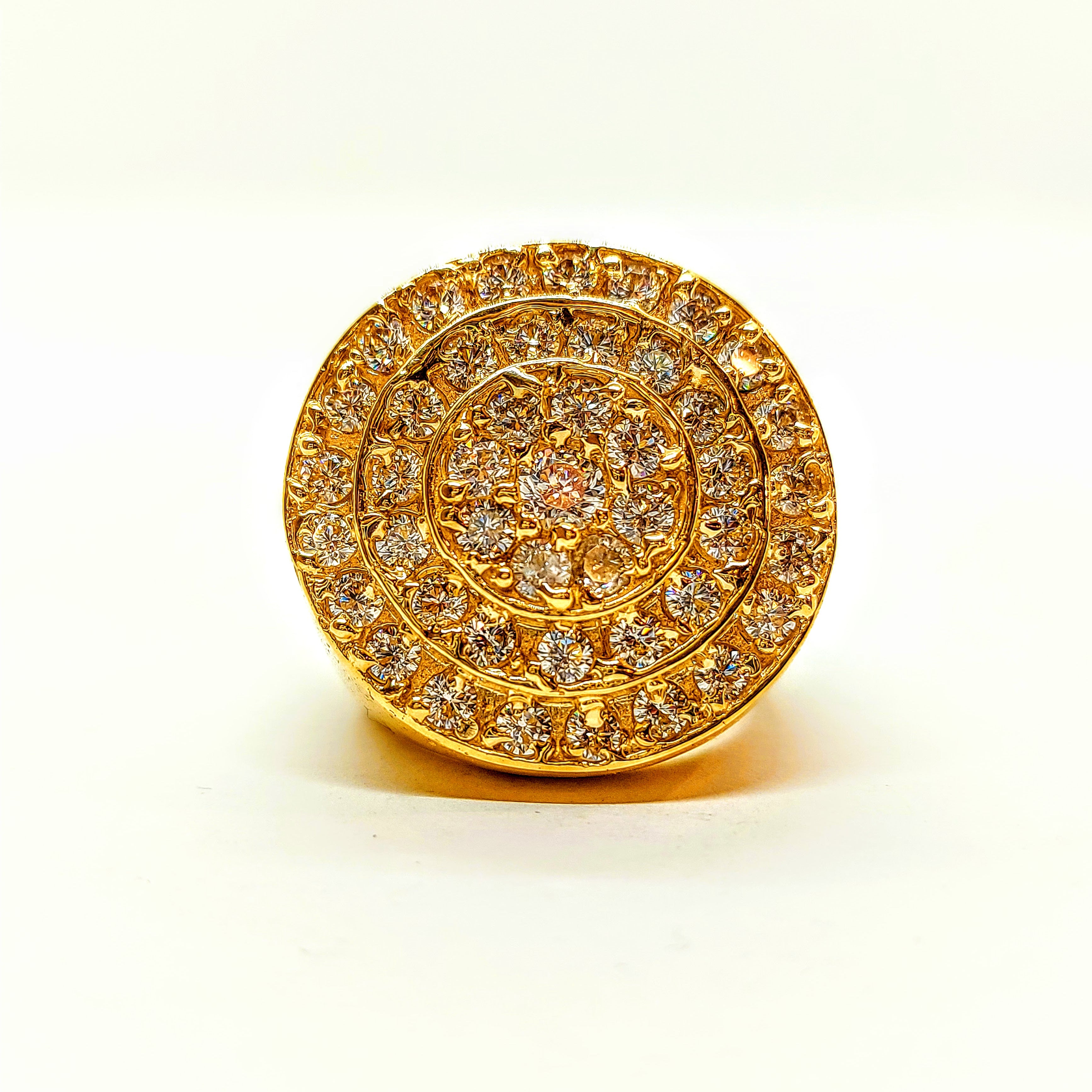 Bague en or pour homme avec pierres en oxyde de zirconium