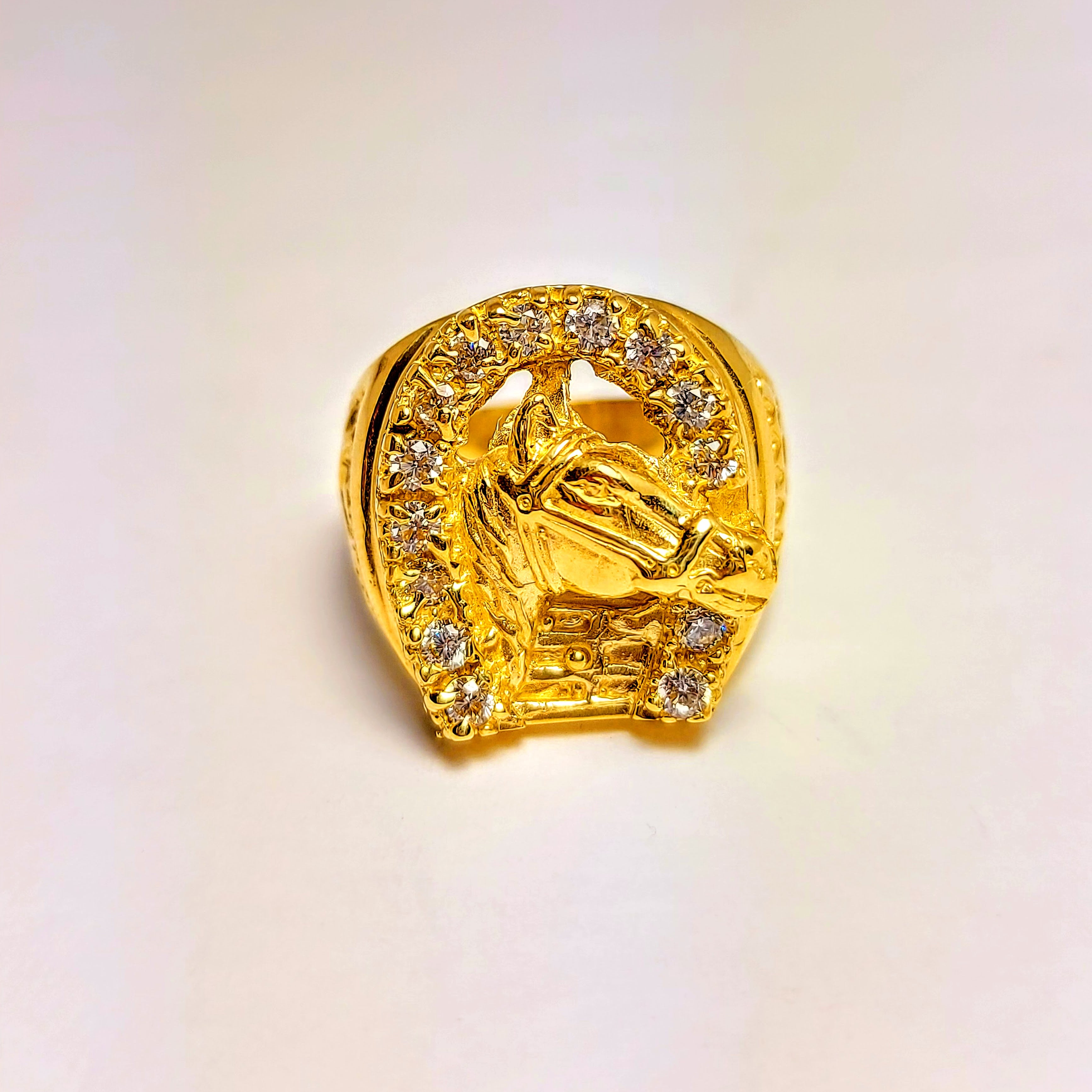 Gold horse ring for men