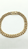 Solid gold tight Cuban bracelet with diamonds