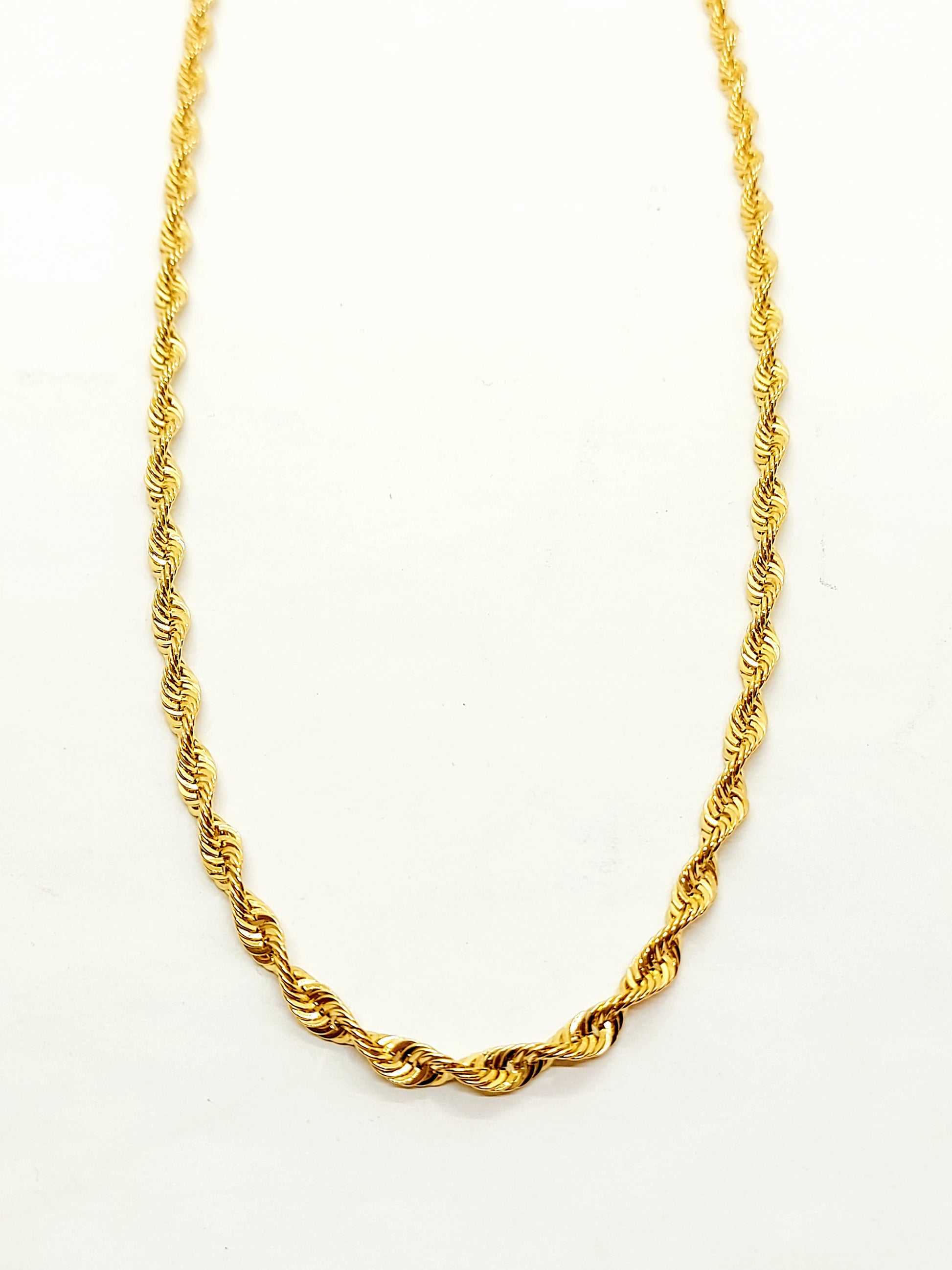 Customizable 10k Solid Gold Rope Chain Necklace ~3.5mm ~4mm ~4.5mm ~5.7mm 16'' 18in 20inch 22" 24in 26inch 28", 10k Rope Chain, Diamond-cut, Men, Woman