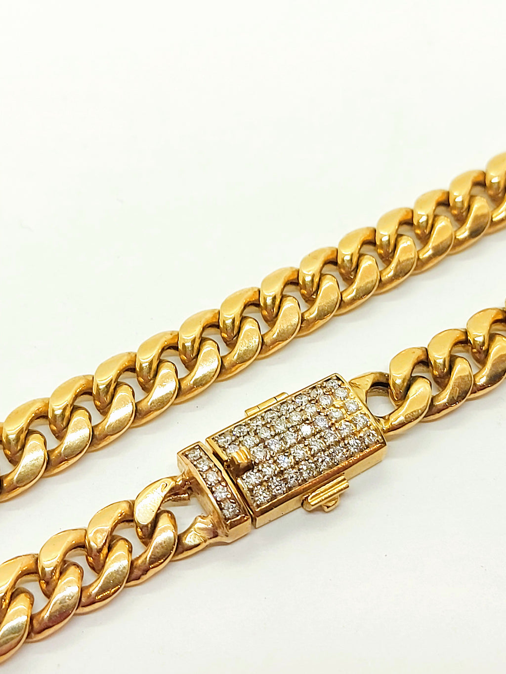 10k Semi Hollow Gold Cuban Chain with box lock for men