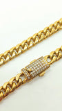 10k Semi Hollow Gold Cuban Chain with box lock for men