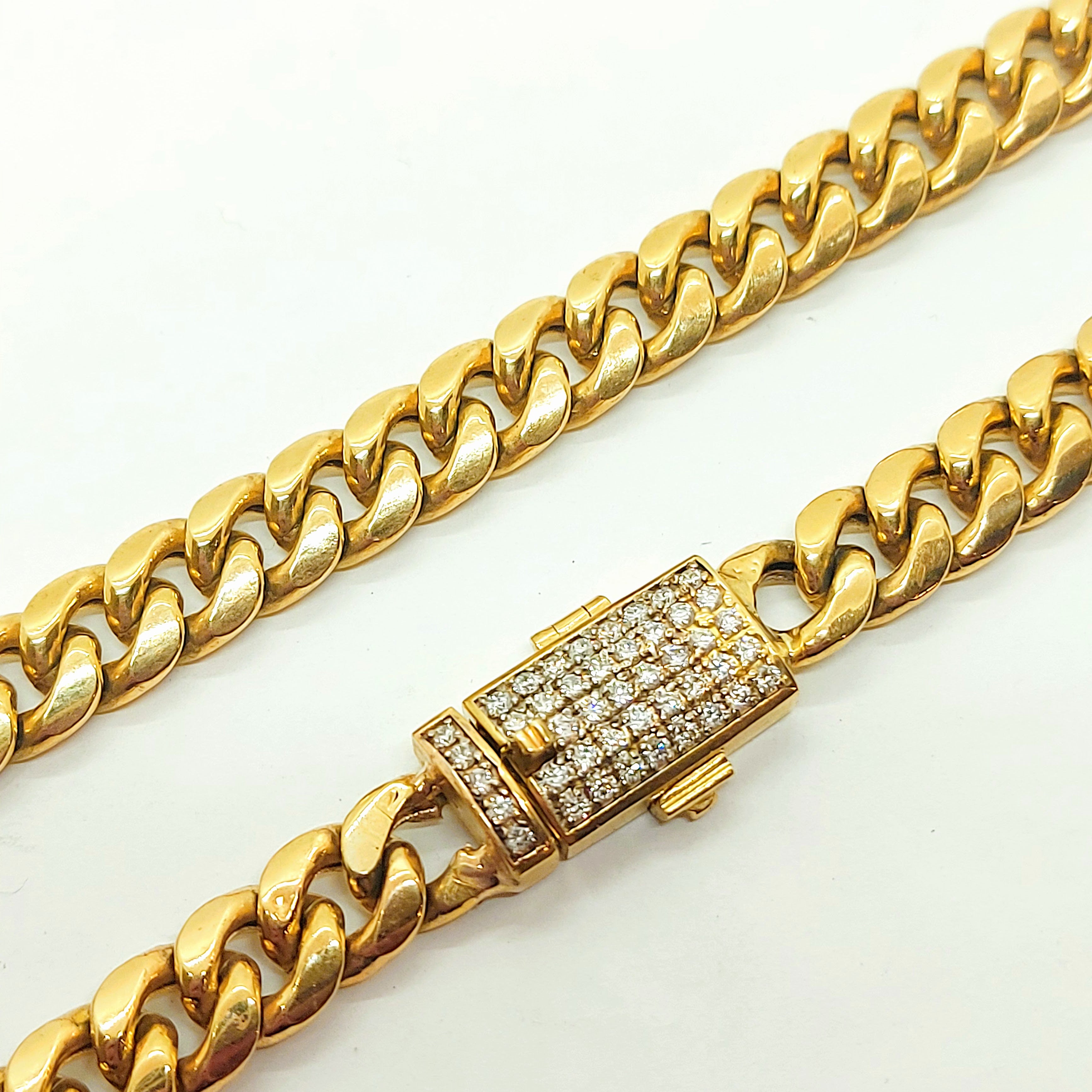 10k Semi Hollow Gold Cuban Chain with box lock for men