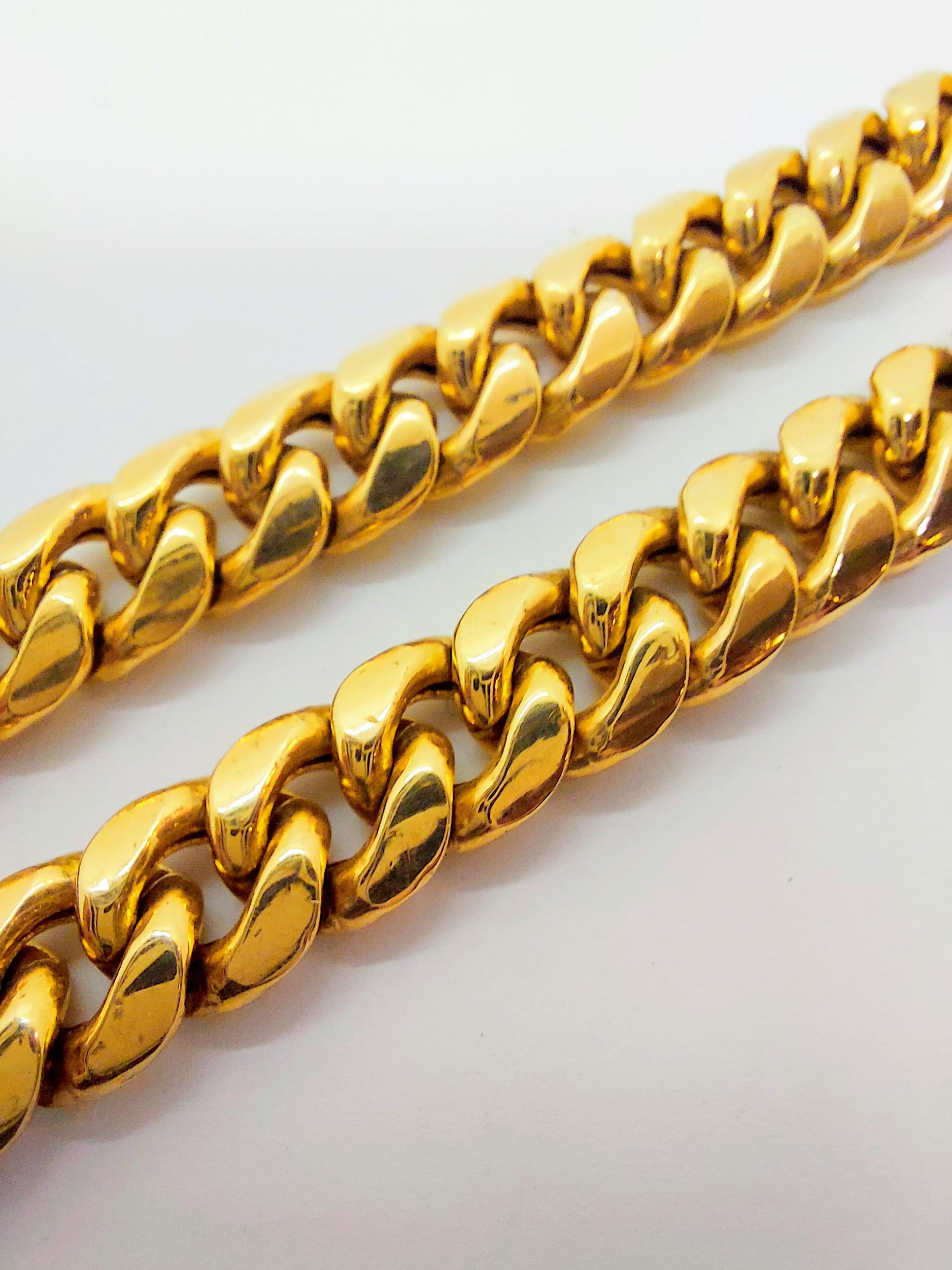 10k Semi Hollow Gold Cuban Chain with box lock for men
