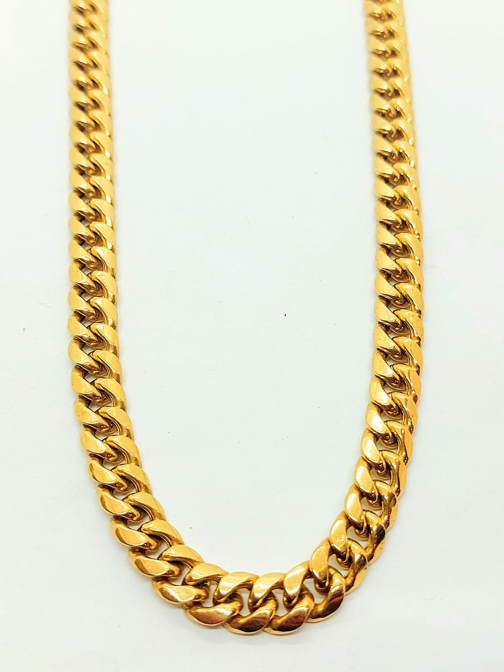 10k Semi Hollow Gold Cuban Chain with box lock for men