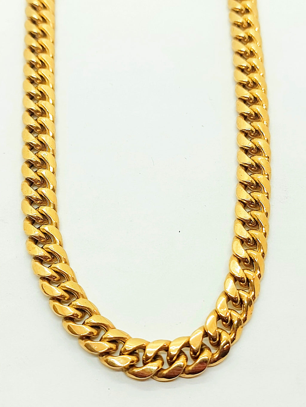 10k Semi Hollow Gold Cuban Chain with box lock for men