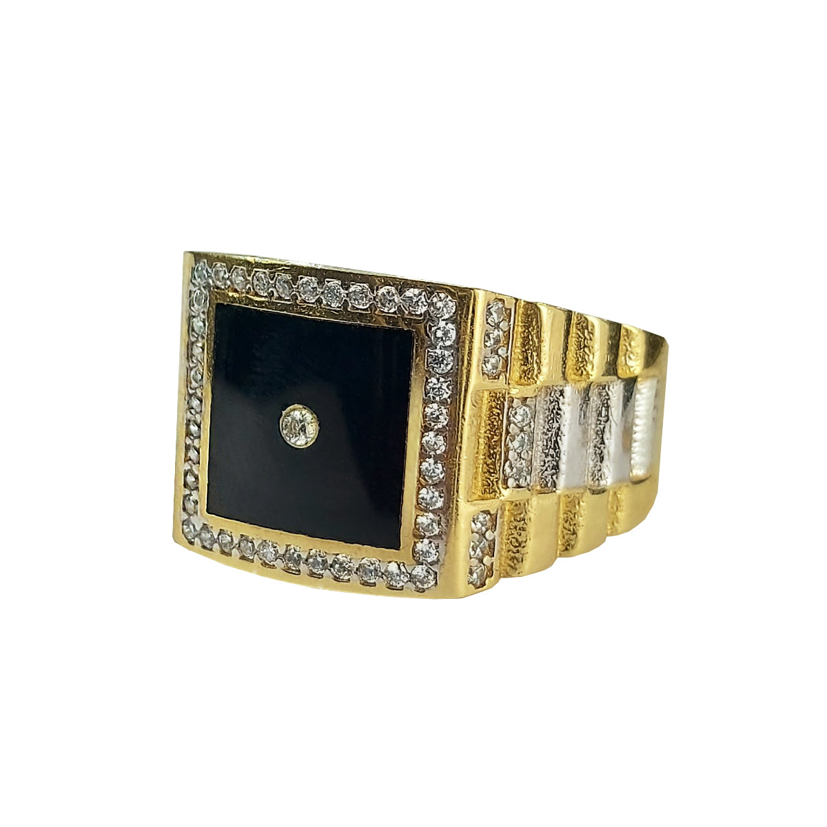 Bague homme en or avec carré noir
