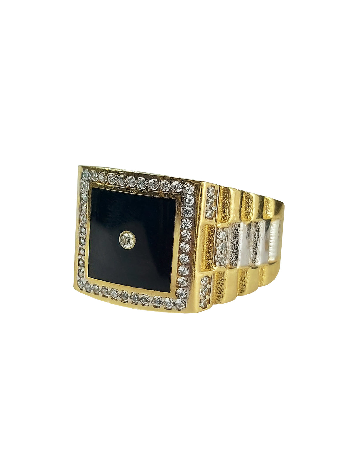 Gold men's ring with black square