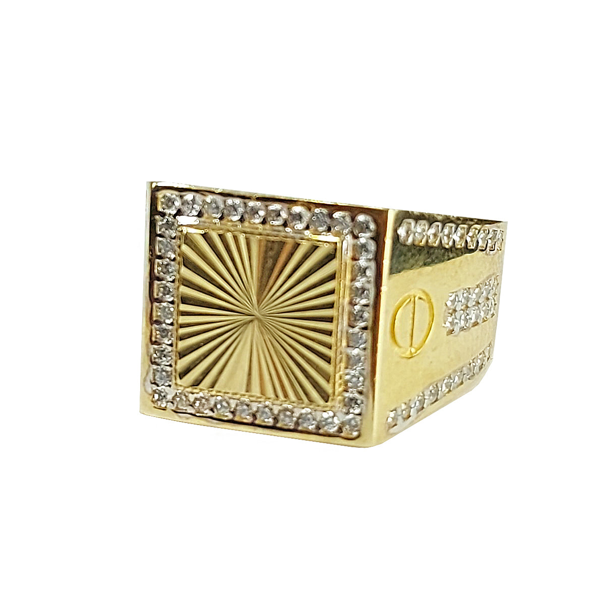 Bague homme en or avec texture soleil