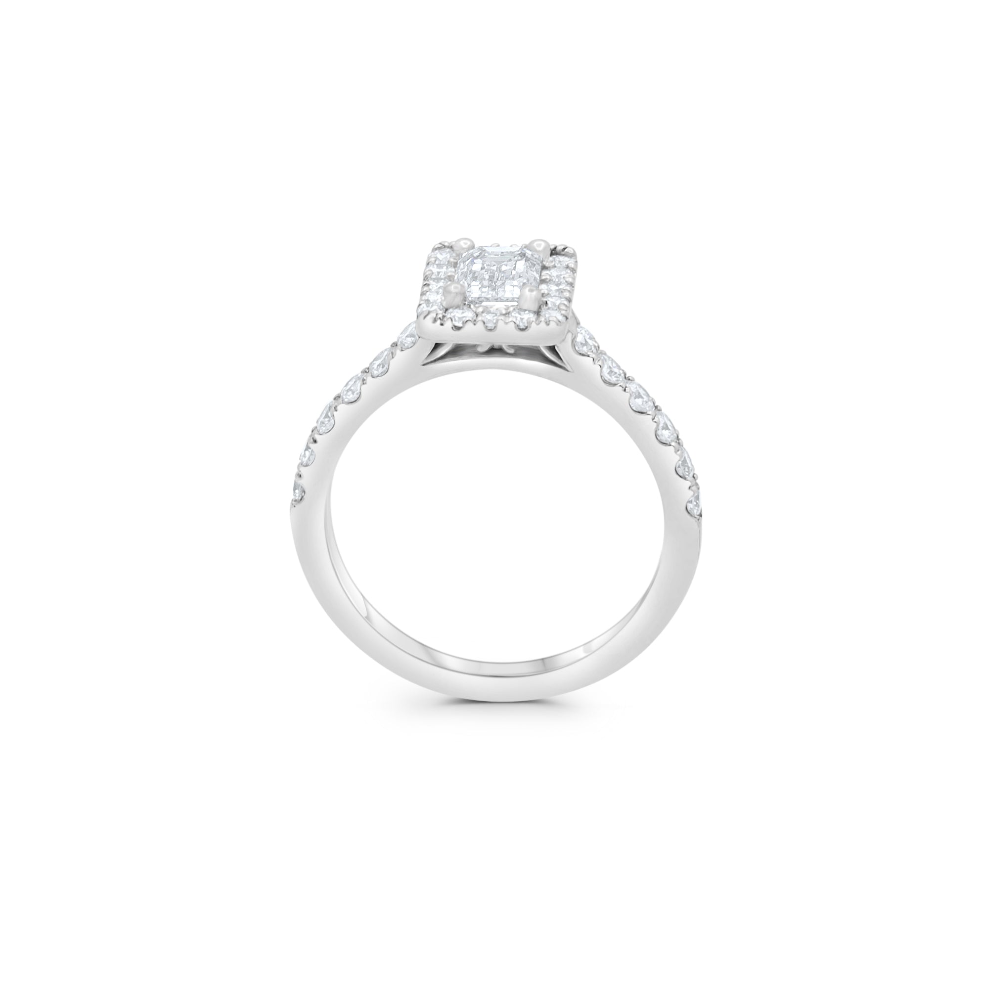 Customizable 1ct Emerald cut Diamond | Halo Emerald cut Engagement Ring