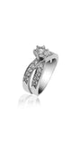 Platine, Bague de Fiançailles, Diamant central 0.10 carat, Diamants latéraux 0.20 carat, lourd et dense