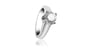 Bague de fiançailles solitaire en platine avec diamant central de 1,05 carat et saphir bleu.