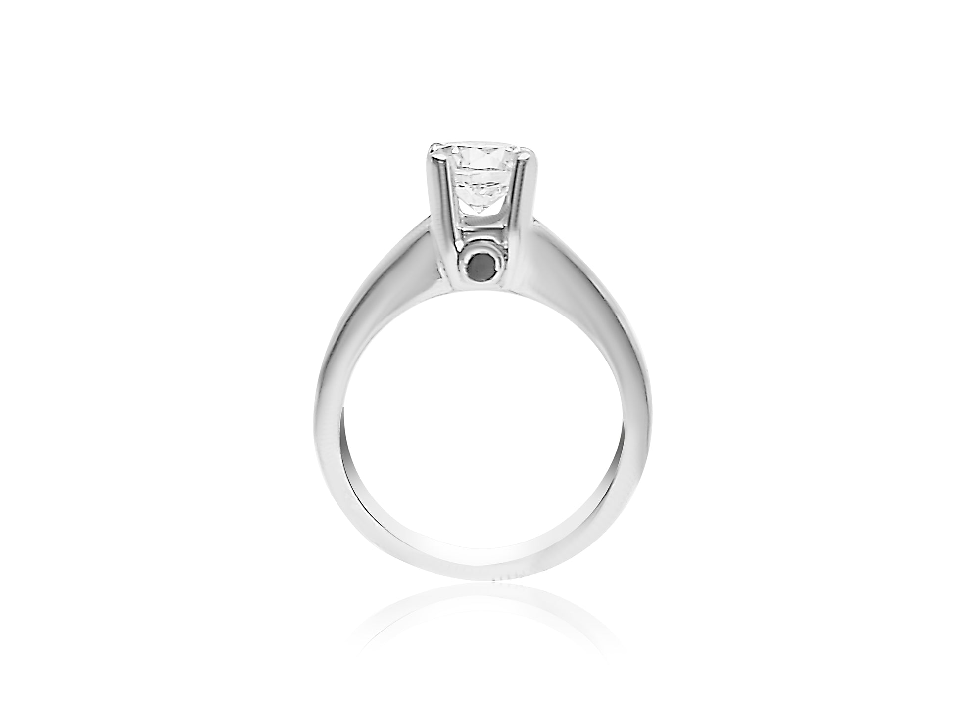 Platinum Solitaire Engagement Ring with 1.05ct diamond in the center and blue sapphire.